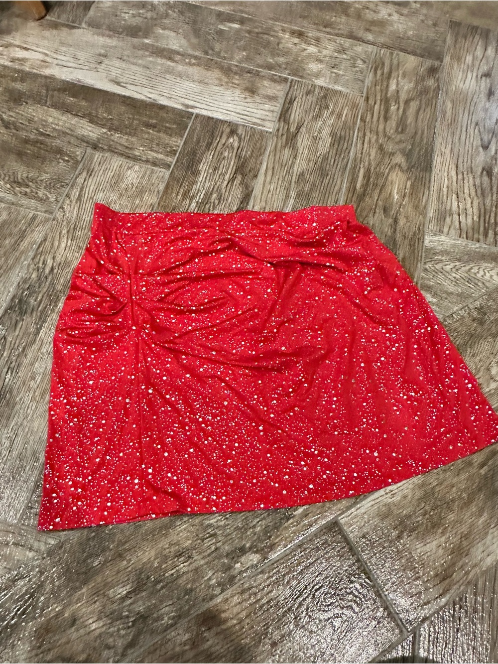 Red Ruched Mini Skirt